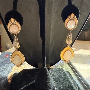 OOAK .925 pierced earrings artisan w genuine moonstone quartz spinel stones